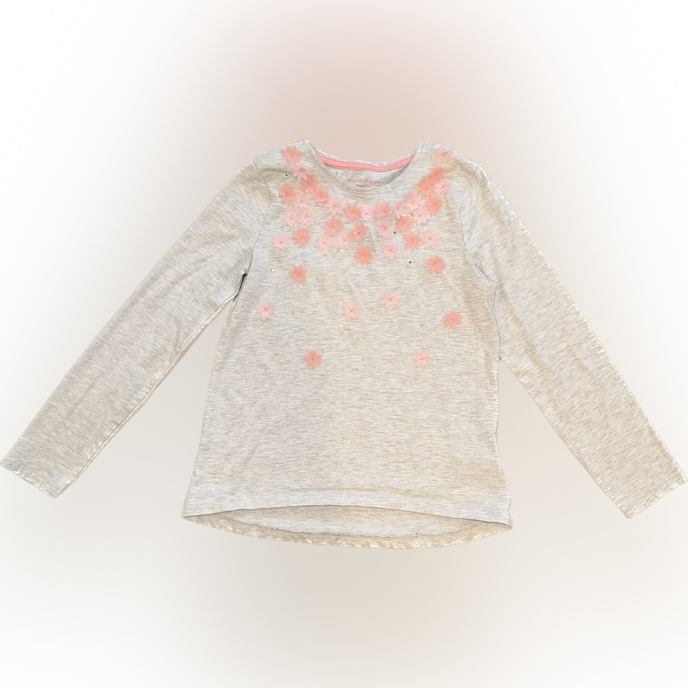 Girl’s Long Sleeve Rhinestone and Flowers (Small 7/8)